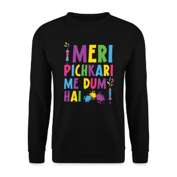 Meri Pichkari Me Dum Hai Hindu Holi Festival - Sweat-shirt Unisexe - noir - Devant - Alina (178cm) & Michal (187cm)