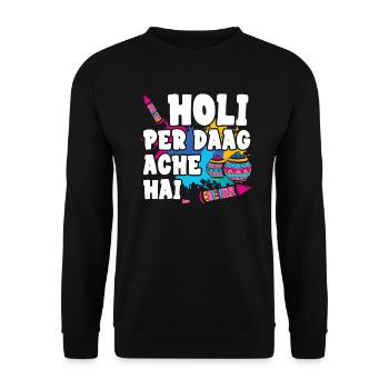 Radha Krishna Hinduismus Hindu Holi Festival - Unisex Pullover - Schwarz - Vorne - Alina (178cm) & Michal (187cm)