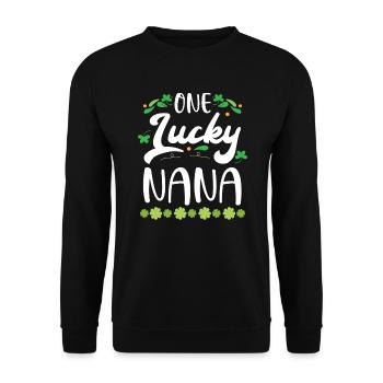 Ein glücklicher Nana Oma Granny St. Patricks Tag - Unisex Pullover - Schwarz - Vorne - Alina (178cm) & Michal (187cm)
