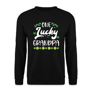 One Lucky Grandpa Irish Grandfather St. Patrick - Unisex Sweatshirt - black - Front - Alina (178cm) & Michal (187cm)