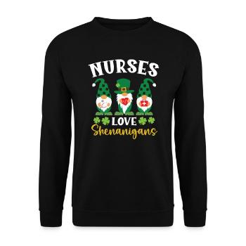 Krankenschwestern lieben Shenanigans St. Patricks Day Irisch - Unisex Pullover - Schwarz - Vorne - Alina (178cm) & Michal (187cm)