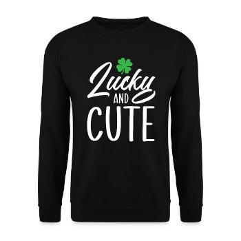 Lucky And Cute Shamrock St. Patricks Day Irish - Unisex Pullover - Schwarz - Vorne - Alina (178cm) & Michal (187cm)