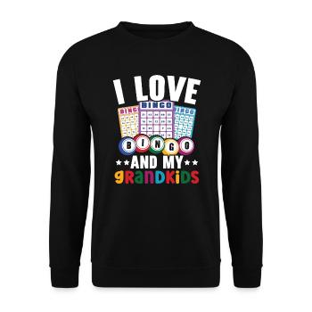 J’adore le bingo et mes petits-enfants Casino Bingo Grand-mère - Sweat-shirt Unisexe - noir - Devant - Alina (178cm) & Michal (187cm)