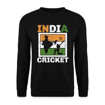 Indien Cricketspieler Cricketspieler Schläger und Ball Sport - Unisex Pullover - Schwarz - Vorne - Alina (178cm) & Michal (187cm)