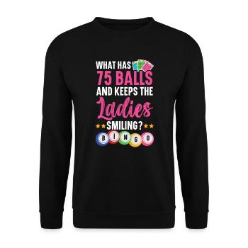 Qu’est-ce qui a 75 balles et garde les dames souriantes - Sweat-shirt Unisexe - noir - Devant - Alina (178cm) & Michal (187cm)