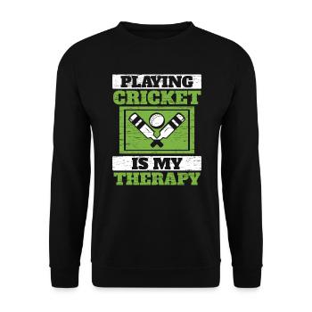 Cricket spielen ist mein Therapie-Cricketspieler - Unisex Pullover - Schwarz - Vorne - Alina (178cm) & Michal (187cm)