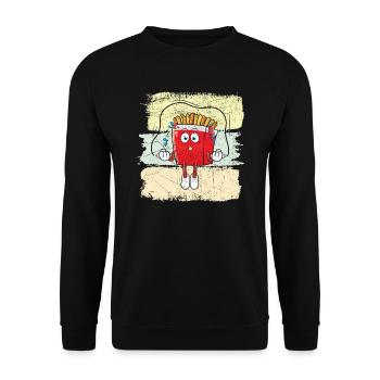 Fries Eater Foodie Potato Lover French Fries - Unisex Sweatshirt - black - Front - Alina (178cm) & Michal (187cm)