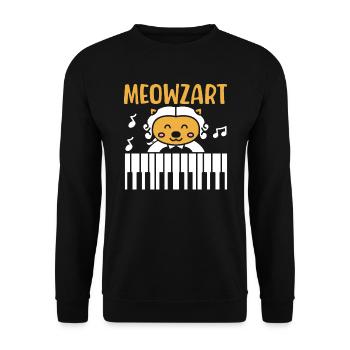 Meowzart Klavier Katze Musiker Musikalische Pianistin Musik - Unisex Pullover - Schwarz - Vorne - Alina (178cm) & Michal (187cm)