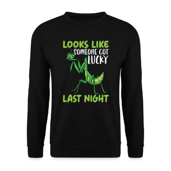 Looks Like Someone Got Lucky Last Night Mantis - Unisex Sweatshirt - black - Front - Alina (178cm) & Michal (187cm)