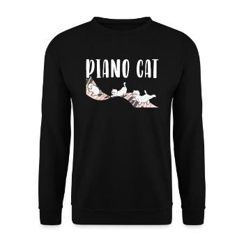 Piano Cat Musician Musical Instrument Pianist - Unisex Sweatshirt - black - Front - Alina (178cm) & Michal (187cm)