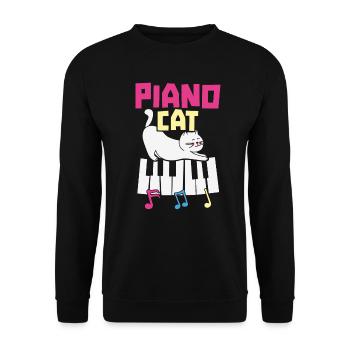 Piano Cat Musician Musical Instrument Pianist - Unisex Sweatshirt - black - Front - Alina (178cm) & Michal (187cm)