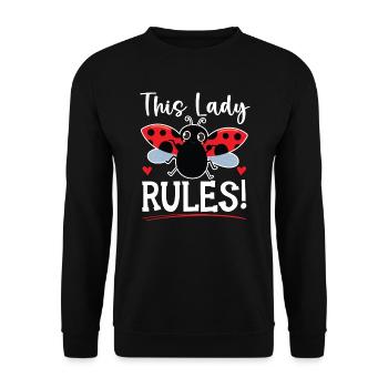 Diese Dame regiert Insekt zukünftigen Entomologe Marienkäfer - Unisex Pullover - Schwarz - Vorne - Alina (178cm) & Michal (187cm)