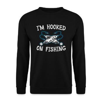 I'm Hooked On Fishing Fish Fisher Fisherman - Unisex Sweatshirt - black - Front - Alina (178cm) & Michal (187cm)