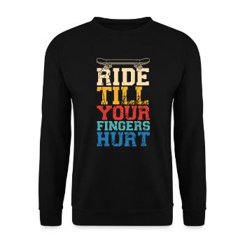 Fahren Sie, bis Ihre Finger Griffbrett-Liebhaber verletzen - Unisex Pullover - Schwarz - Vorne - Alina (178cm) & Michal (187cm)