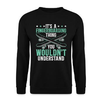 Eine Fingerboarding-Sache, die Sie nicht verstehen würden - Unisex Pullover - Schwarz - Vorne - Alina (178cm) & Michal (187cm)