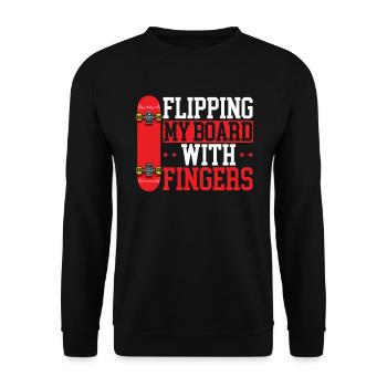 Meine Bretter mit Fingern umdrehen Fingerboarding - Unisex Pullover - Schwarz - Vorne - Alina (178cm) & Michal (187cm)