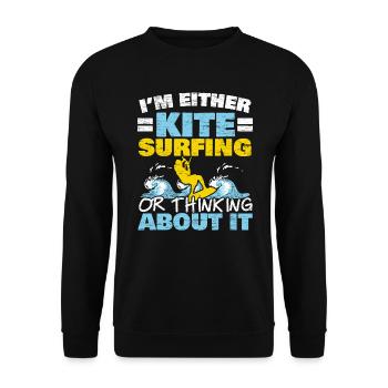 I'm Either Surfing Or Thinking About It Kitesurfer - Unisex Sweatshirt - black - Front - Alina (178cm) & Michal (187cm)