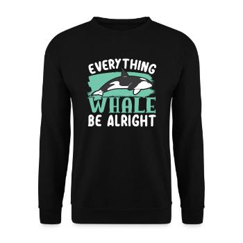 Everything Whale Be Alright Orca Whale Animal - Unisex Sweatshirt - black - Front - Alina (178cm) & Michal (187cm)