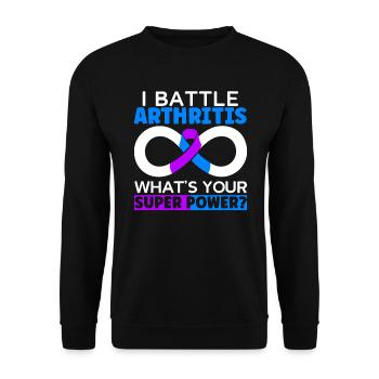 Ich kämpfe gegen Arthritis Was ist deine Superkraftkrankheit - Unisex Pullover - Schwarz - Vorne - Alina (178cm) & Michal (187cm)