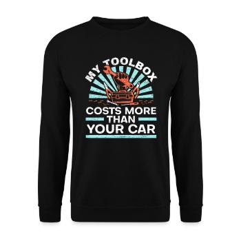 Meine Toolbox kostet mehr als Ihr Automechaniker - Unisex Pullover - Schwarz - Vorne - Alina (178cm) & Michal (187cm)