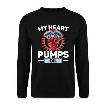Mes pompes cardiaques Huile Mécanicien diesel Mécanicien automobile - Sweat-shirt Unisexe - noir - Devant - Alina (178cm) & Michal (187cm)