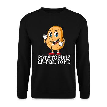 Potato Puns Ap-peel To Me Potato Lover Fries - Unisex Sweatshirt - black - Front - Alina (178cm) & Michal (187cm)