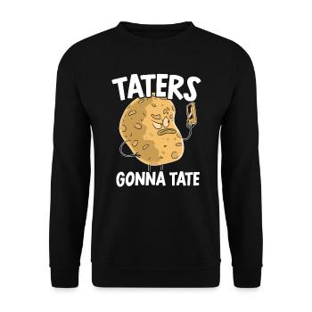Taters Gonna Tate Foodie Potato Lover French Fries - Unisex Sweatshirt - black - Front - Alina (178cm) & Michal (187cm)