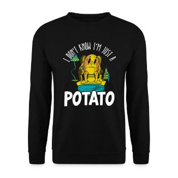 I Don't Know I'm Just A Potato Foodie French Fries - Unisex Sweatshirt - black - Front - Alina (178cm) & Michal (187cm)