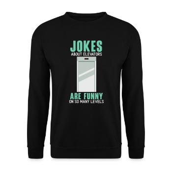 Les blagues sur les ascenseurs sont drôles à tant de niveaux - Sweat-shirt Unisexe - noir - Devant - Alina (178cm) & Michal (187cm)