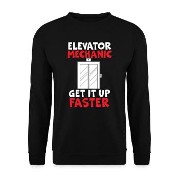 Elevator Mechanic Get It Up Faster Elevator Repair - Unisex Sweatshirt - black - Front - Alina (178cm) & Michal (187cm)