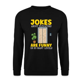 Les blagues sur les ascenseurs sont drôles à tant de niveaux - Sweat-shirt Unisexe - noir - Devant - Alina (178cm) & Michal (187cm)