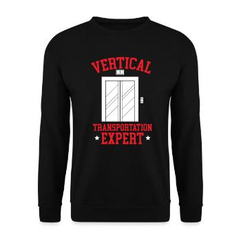 Vertikaler Transportexperte Aufzugsmechaniker - Unisex Pullover - Schwarz - Vorne - Alina (178cm) & Michal (187cm)