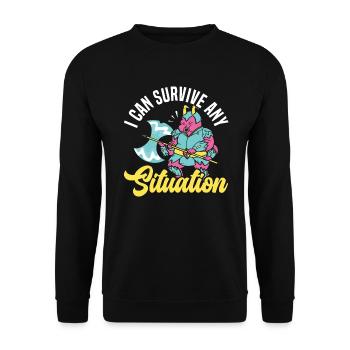 Je peux survivre à n’importe quelle situation d’ours d’eau tardigrade - Sweat-shirt Unisexe - noir - Devant - Alina (178cm) & Michal (187cm)
