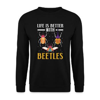 La vie est meilleure avec les coléoptères Entomologie Bug Hunter - Sweat-shirt Unisexe - noir - Devant - Alina (178cm) & Michal (187cm)