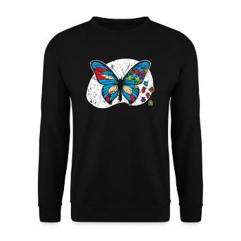 Entomologie des papillons Entomologiste Sensibilisation à l’autisme - Sweat-shirt Unisexe - noir - Devant - Alina (178cm) & Michal (187cm)