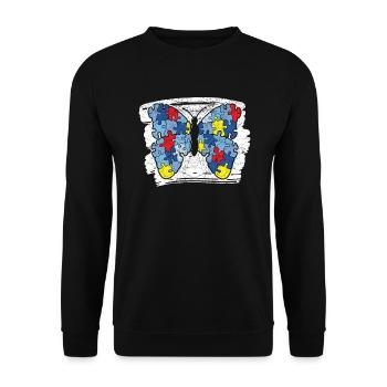 Entomologie des papillons Entomologiste Sensibilisation à l’autisme - Sweat-shirt Unisexe - noir - Devant - Alina (178cm) & Michal (187cm)