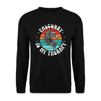 Falknerei ist mein Therapievogelliebhaber Falknerei Falke - Unisex Pullover - Schwarz - Vorne - Alina (178cm) & Michal (187cm)