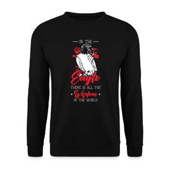 Im Adler gibt es alle Weisheit der Welt - Unisex Pullover - Schwarz - Vorne - Alina (178cm) & Michal (187cm)