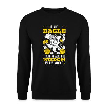 Im Adler gibt es alle Weisheit der Welt - Unisex Pullover - Schwarz - Vorne - Alina (178cm) & Michal (187cm)