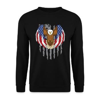 Adler Vogelliebhaber Tier Ornithologie USA Flagge - Unisex Pullover - Schwarz - Vorne - Alina (178cm) & Michal (187cm)