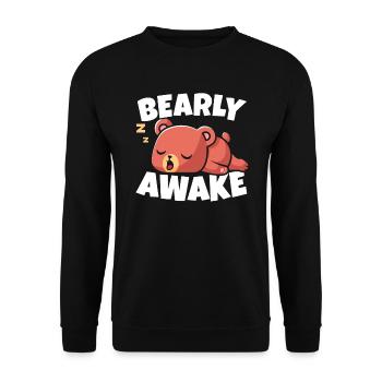Bearly Awake Sleeping Bear Lover Wildlife Animal - Unisex Sweatshirt - black - Front - Alina (178cm) & Michal (187cm)