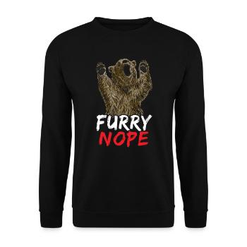 Furry Nope Bear Lover Wildlife Animal Bear - Unisex Sweatshirt - black - Front - Alina (178cm) & Michal (187cm)