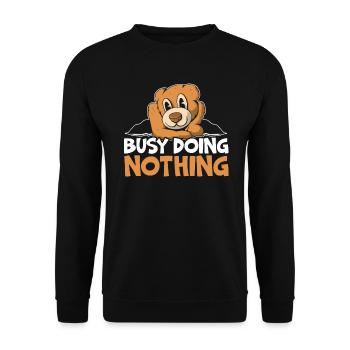Beschäftigt nichts tun Bär Liebhaber Tier Tier Bär - Unisex Pullover - Schwarz - Vorne - Alina (178cm) & Michal (187cm)