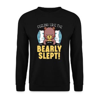 Gefühl, als hätte ich Bearly Strained Bear Lover Tier - Unisex Pullover - Schwarz - Vorne - Alina (178cm) & Michal (187cm)