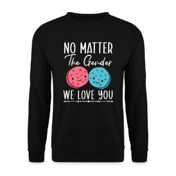 Unabhängig vom Geschlecht Wir lieben dich Geschlecht Enthüllung - Unisex Pullover - Schwarz - Vorne - Alina (178cm) & Michal (187cm)
