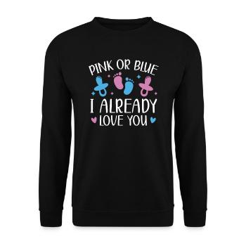 Rosa Oder Blau Ich liebe dich Schon Geschlecht Enthüllung - Unisex Pullover - Schwarz - Vorne - Alina (178cm) & Michal (187cm)