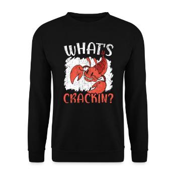 What's Crackin Crawfish Eater Seafood Lobster - Unisex Sweatshirt - black - Front - Alina (178cm) & Michal (187cm)