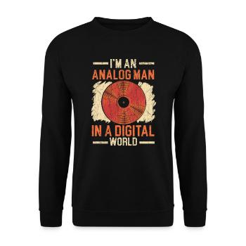 I'm An Analog Man In A Digital World Vinyl Record - Unisex Sweatshirt - black - Front - Alina (178cm) & Michal (187cm)