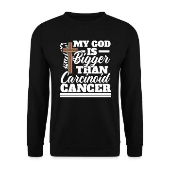 Mon Dieu est plus grand que la sensibilisation au cancer carcinoïde - Sweat-shirt Unisexe - noir - Devant - Alina (178cm) & Michal (187cm)