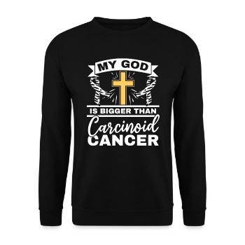 Mon Dieu est plus grand que la sensibilisation au cancer carcinoïde - Sweat-shirt Unisexe - noir - Devant - Alina (178cm) & Michal (187cm)